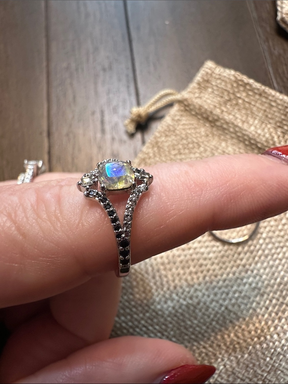 Sterling Silver Mystic Topaz Halo Ring - Pink Accent - Picture 2 of 4